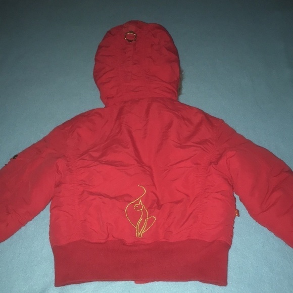 BABY PHAT GIRLZ vintage duck down puffy jacket faux fur hood that zips off SZ M - Picture 2 of 9